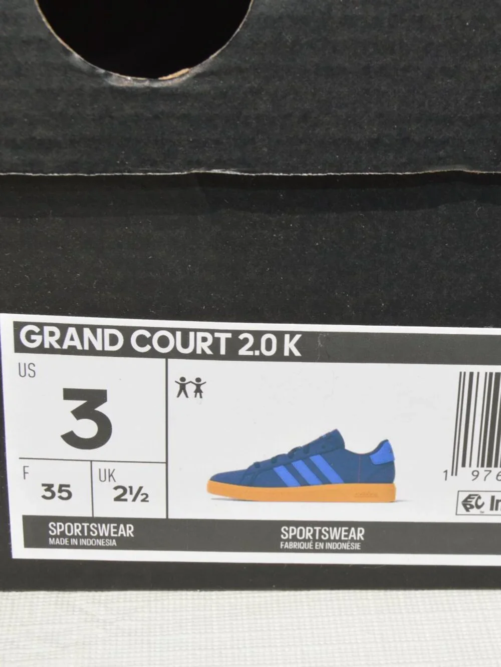 Adidas Grand Court Lifestyle Tennis Lace-Up Shoes Size 3 (New)